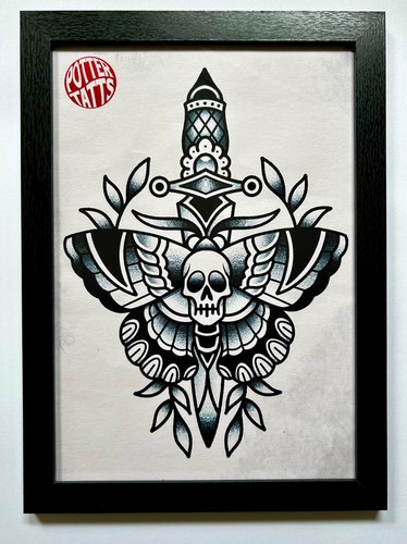 Death moth dagger tattoo - death,