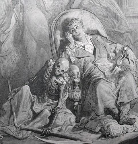 Poe raven dore - poe, skelett